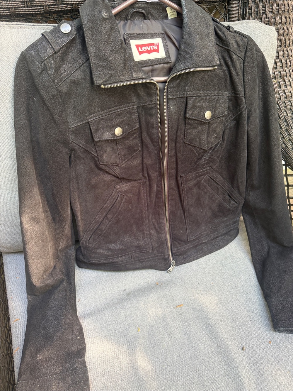 Levi's Women's Dark Gray Suede Zip Jacket